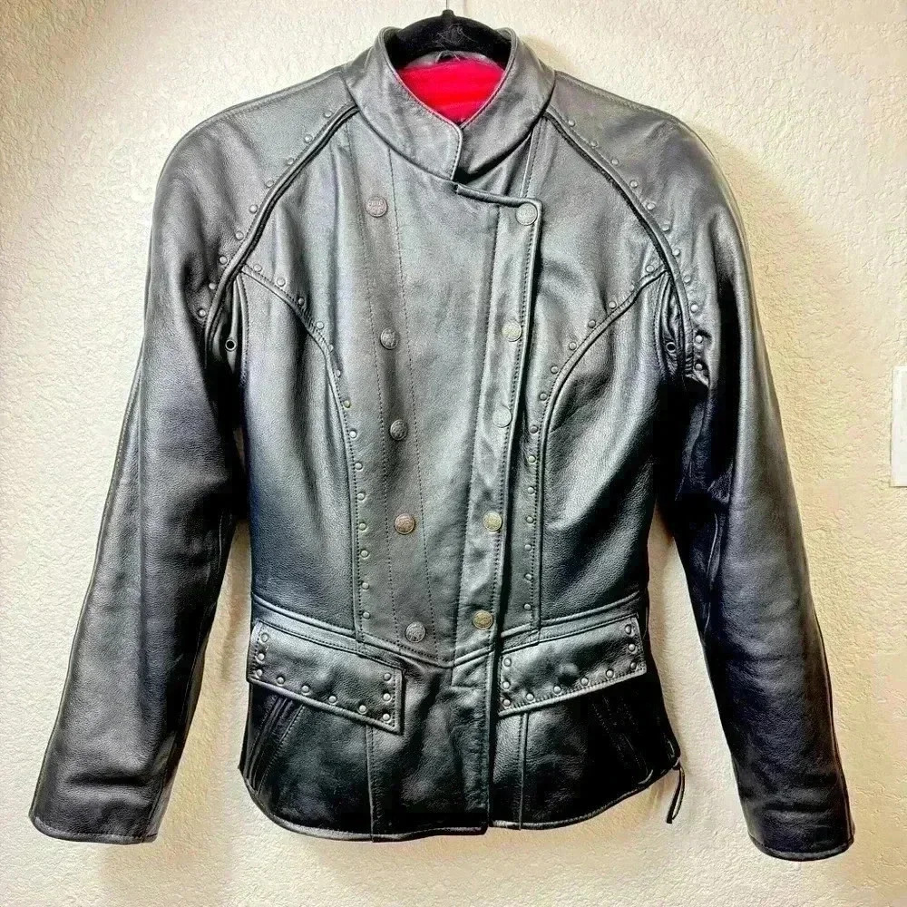 Harley-Davidson Savannah Leather Jacket Studded Moto Black Women’s XXS